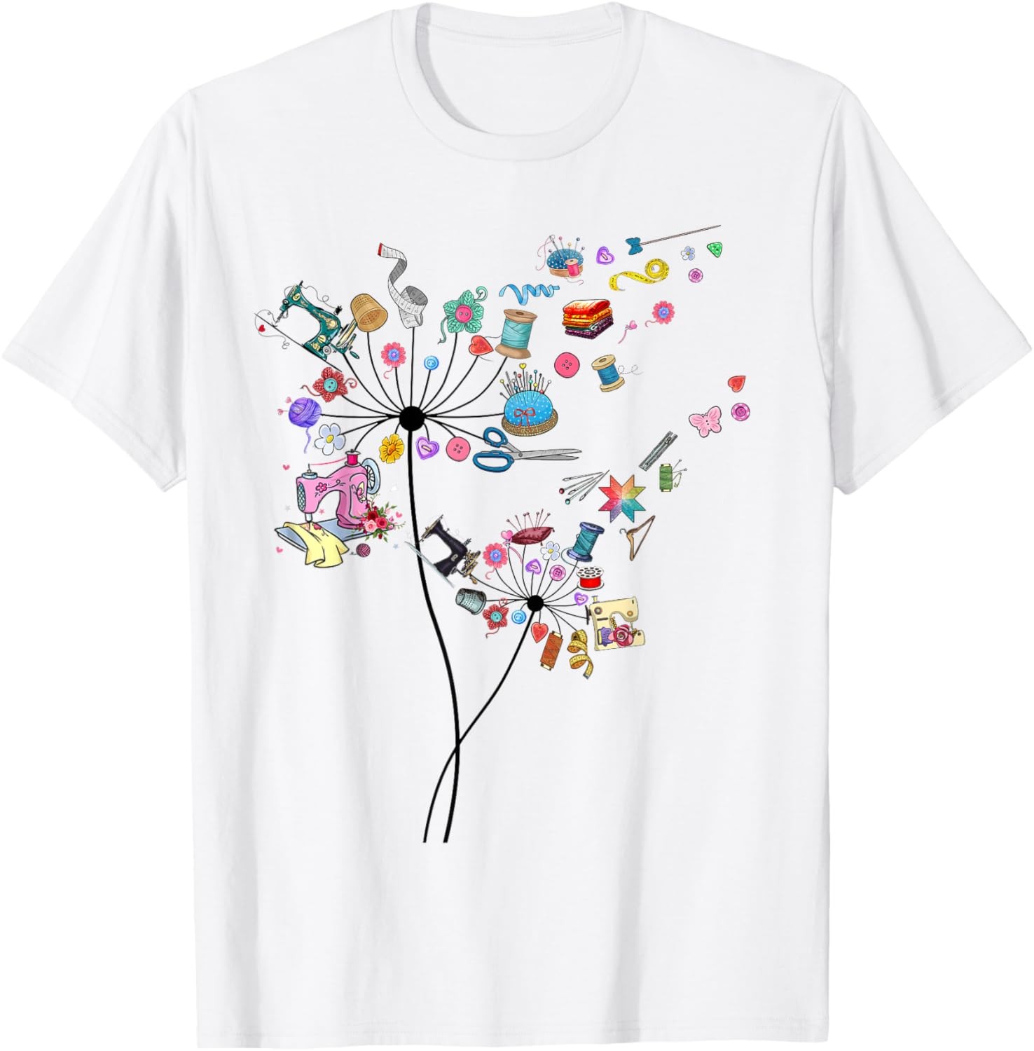 Cute Sewing Dandelion Flowers Quilting Quilter Sewer Tee T-Shirt gallery