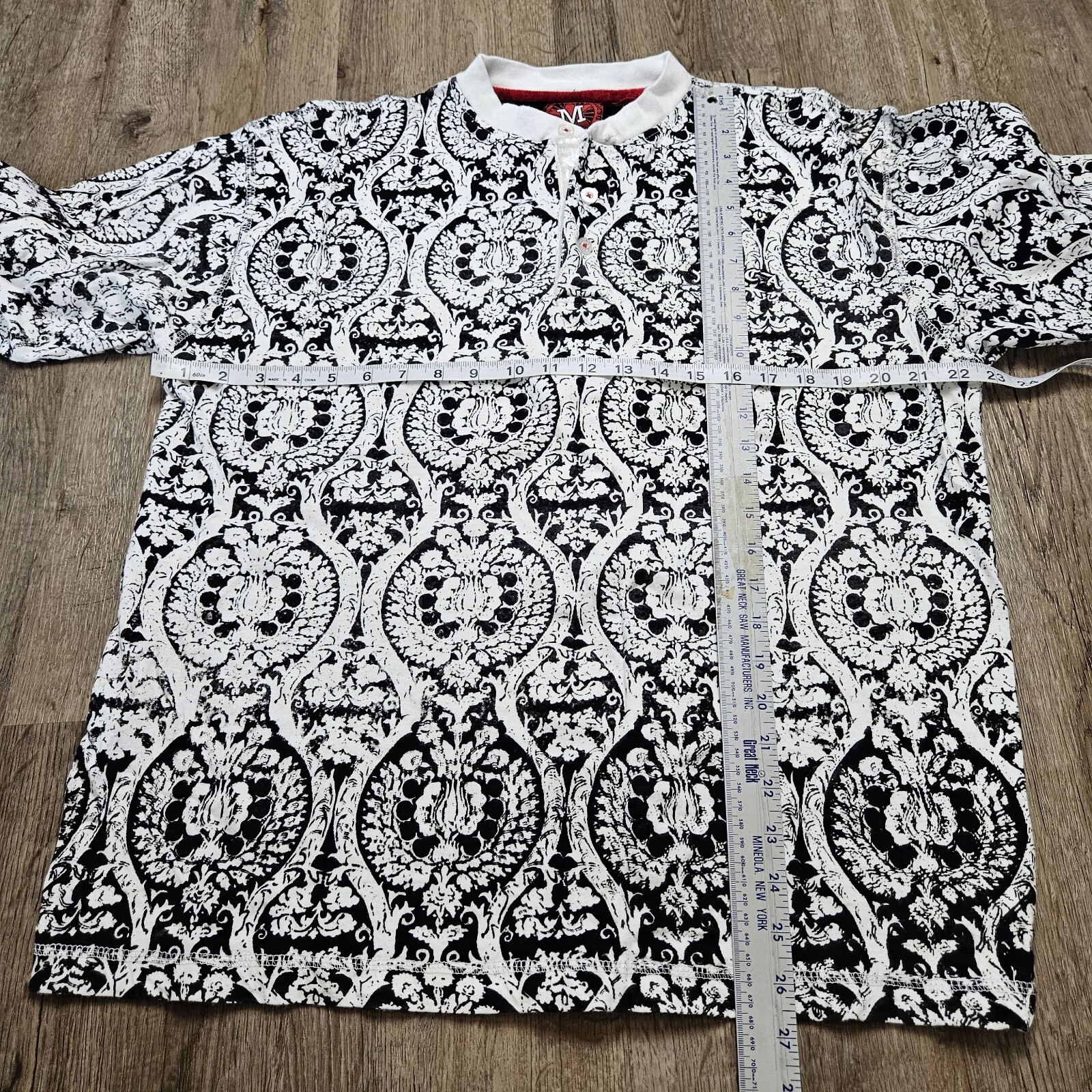 Vtg Mecca Streetwear Mens Long Sleeve T-Shirt All Over Print See Measurement 90s gallery