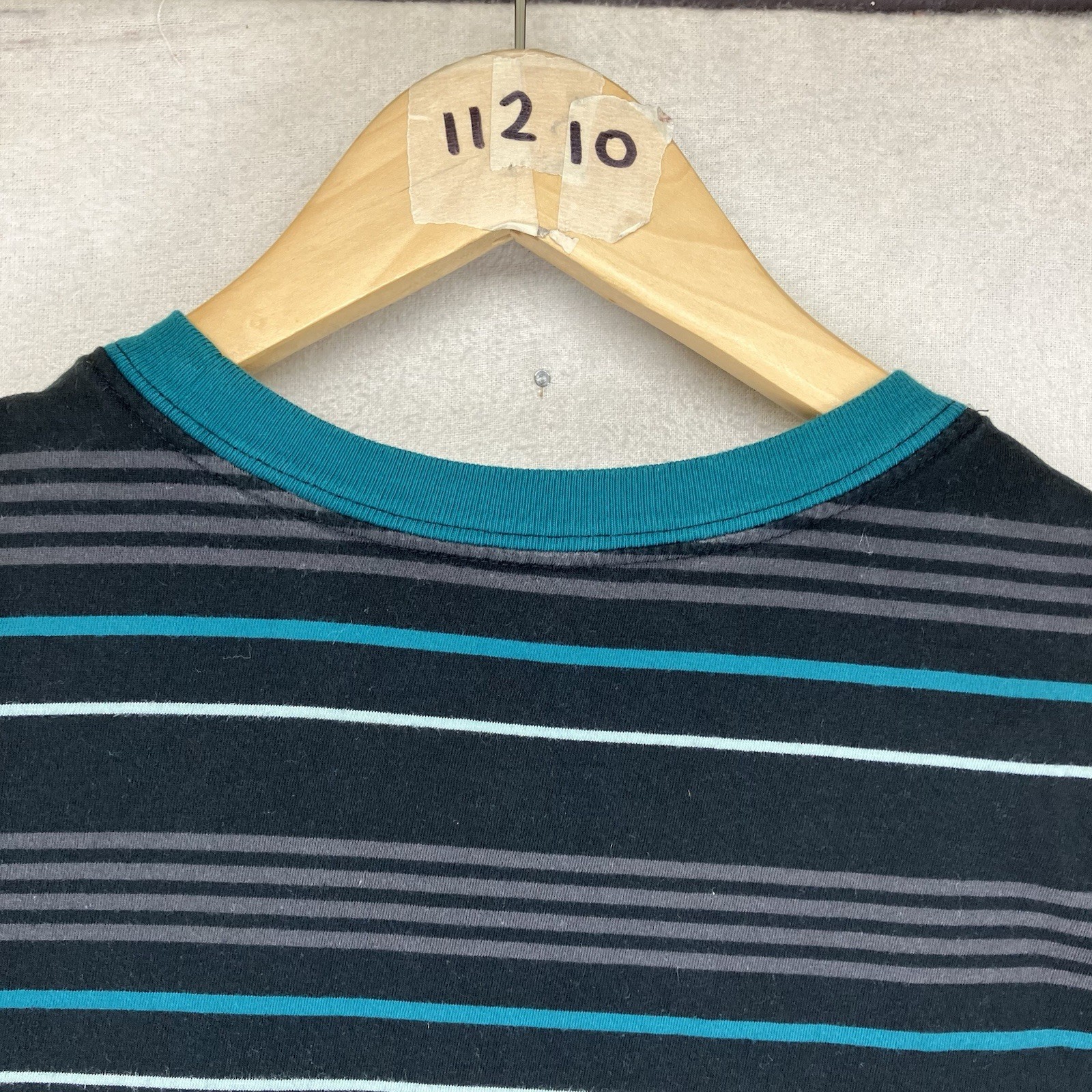 Nike Mens Striped Short Sleeve Ringer T-Shirt Blue Teal Cotton Large FD1358-451 gallery