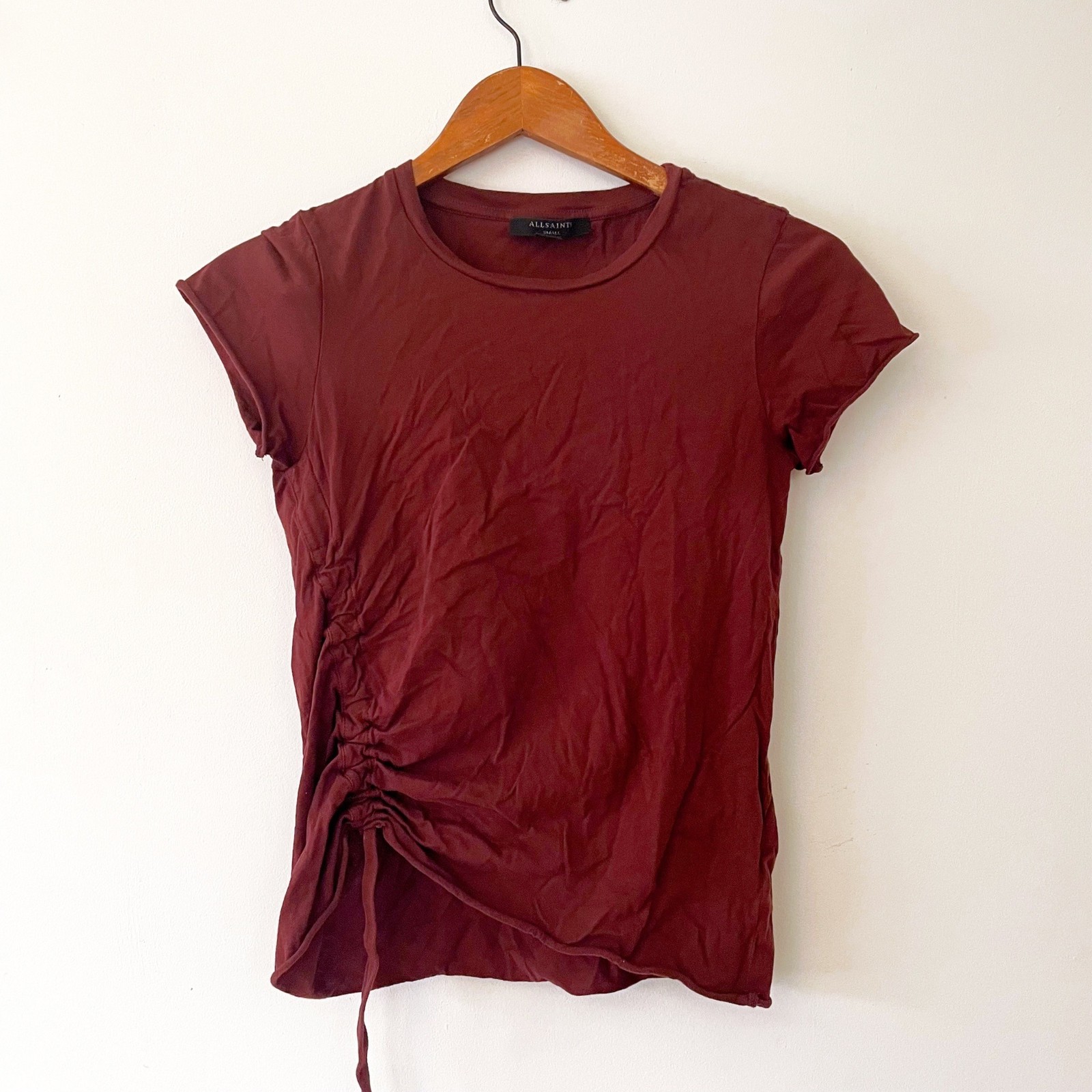 All Saints Oxblood Adjustable T-Shirt, Size Small gallery