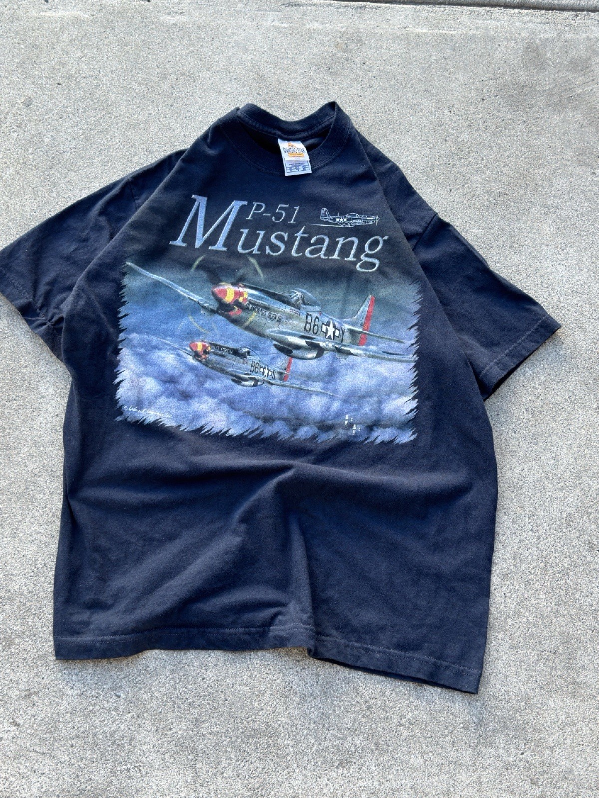 Vintage P-51 Mustang Fighter Jet Tee – Diamond Star Tag (Men’s XL)