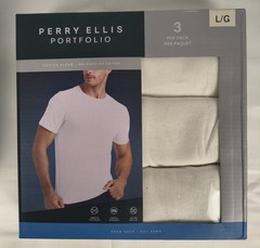 Perry Ellis Portfolio 3 Pack Crew Neck Tee White Cotton Blend Undershirt S M L
