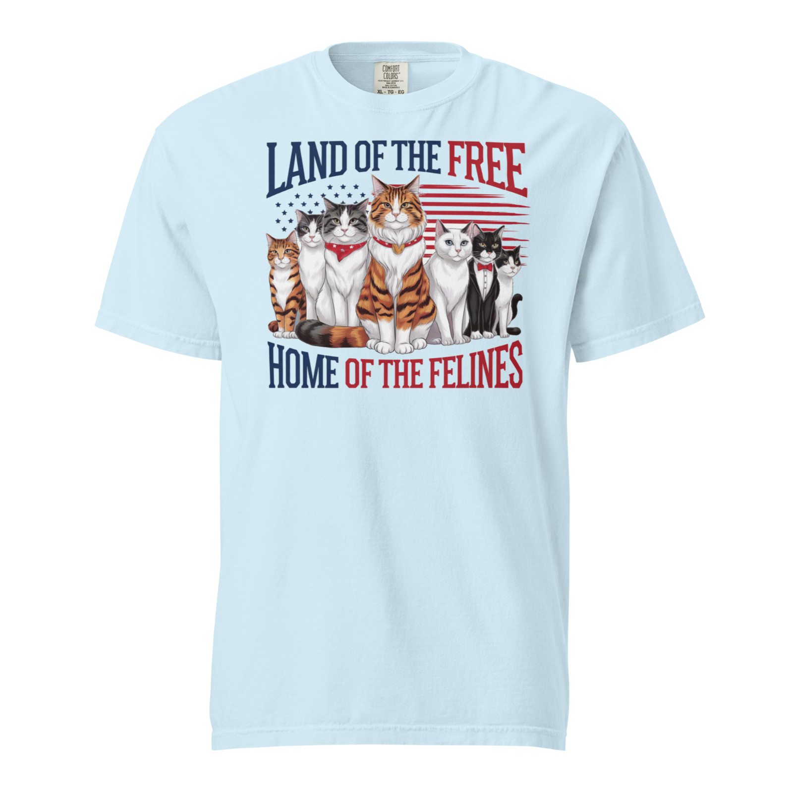 Land of the Free Home of the Felines Comfort Colors Cat Lover T-Shirt gallery
