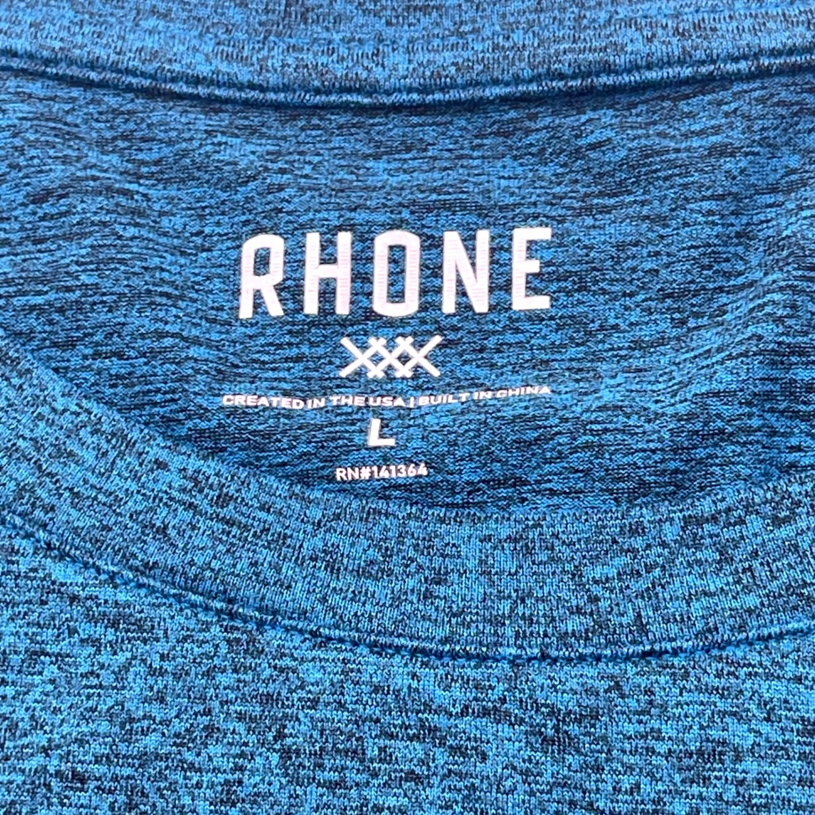 Rhone Reign Mens Blue Heather Short Sleeve Training Tee Shirt Large 100184 gallery