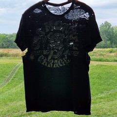 VTG Gas Monkey Garage Thrashed Distressed Gradient Sun Faded Worn WIP Paper Thin