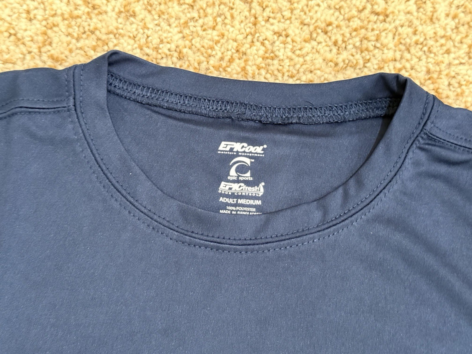 Epic Cool Performance Dry Fit Adult Short Sleeve T-Shirt Size Medium Navy Blue gallery