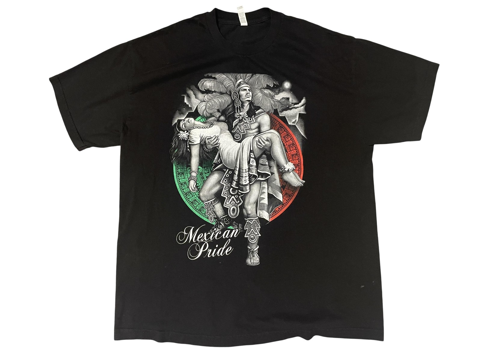 Mexican Pride Shirt Mens XL Black Aztec Warrior Mexico Graphic Tee Alstyle 1301