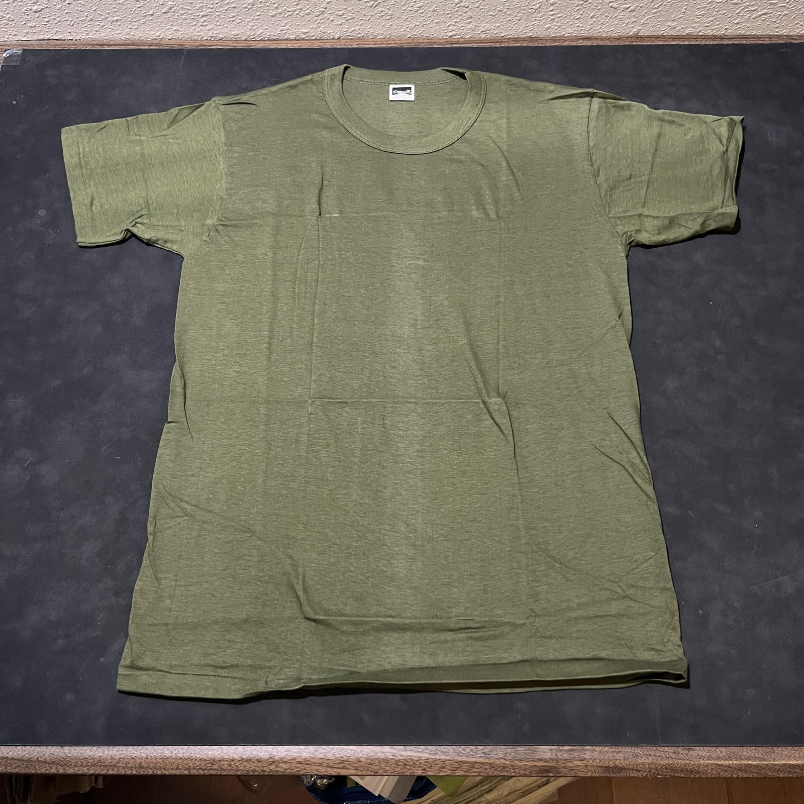 Vintage 1950s Stedman Shirt 60s Deadstock Large OG Army Green Combed Cotton USA gallery