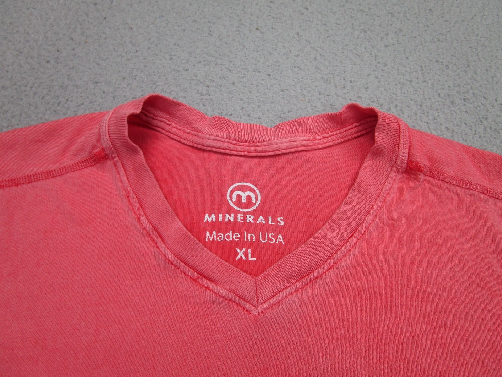 Minerals Shirt Mens XL Salmon V Neck 100% Cotton Soft Tagless Burnout Tee USA gallery