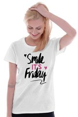 Smile Its Friday Funny Weekend TGIF Gift Womens Short Sleeve Ladies T Shirt