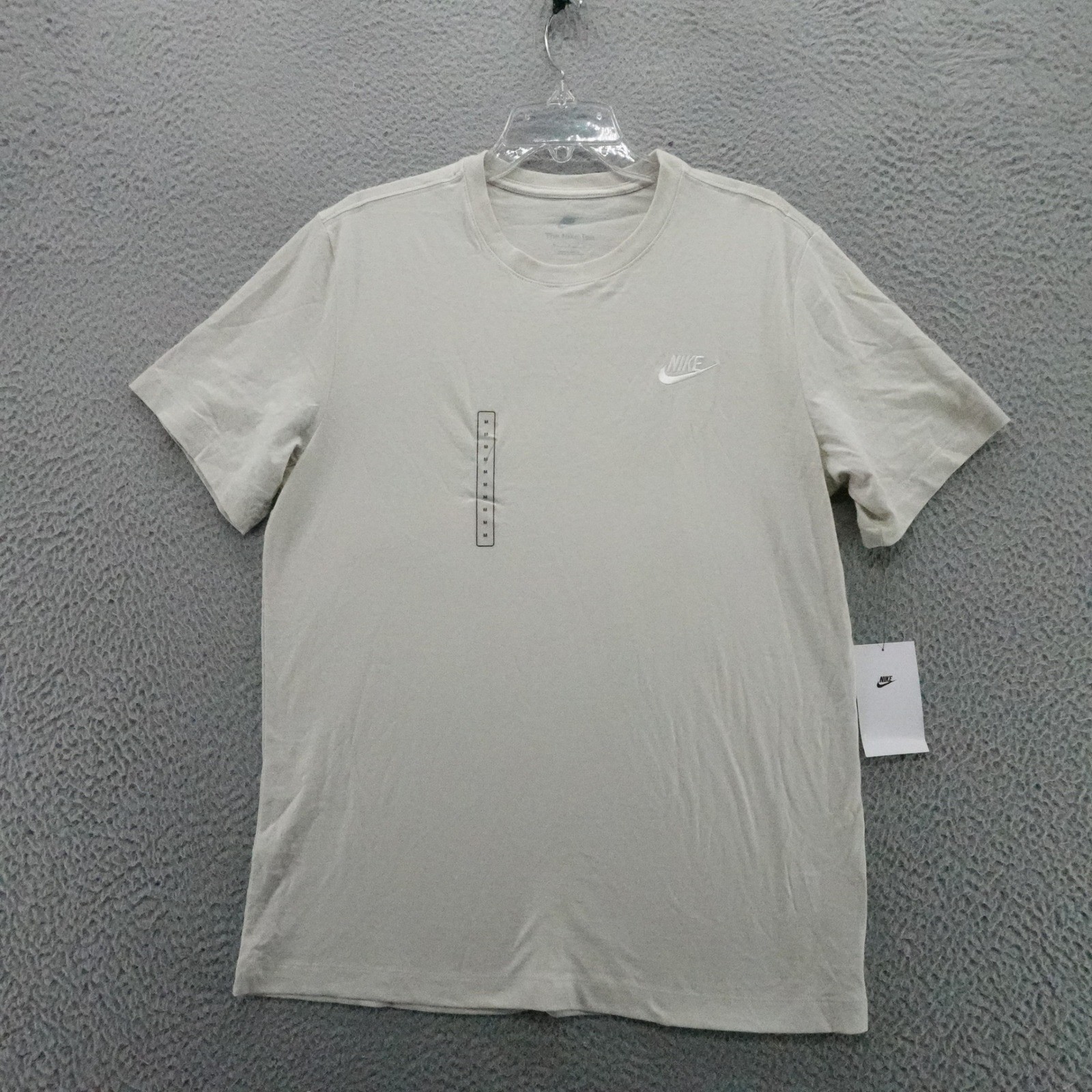 Nike Sportswear Club Tee Mens Medium Light Bone White Cotton T-Shirt AR4997-073 gallery
