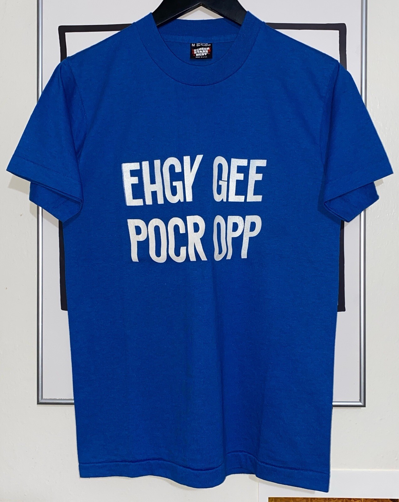 Vintage 90s Humor Quote Fold Up T-shirt Size M Blue Single Stitch Grunge Skater gallery