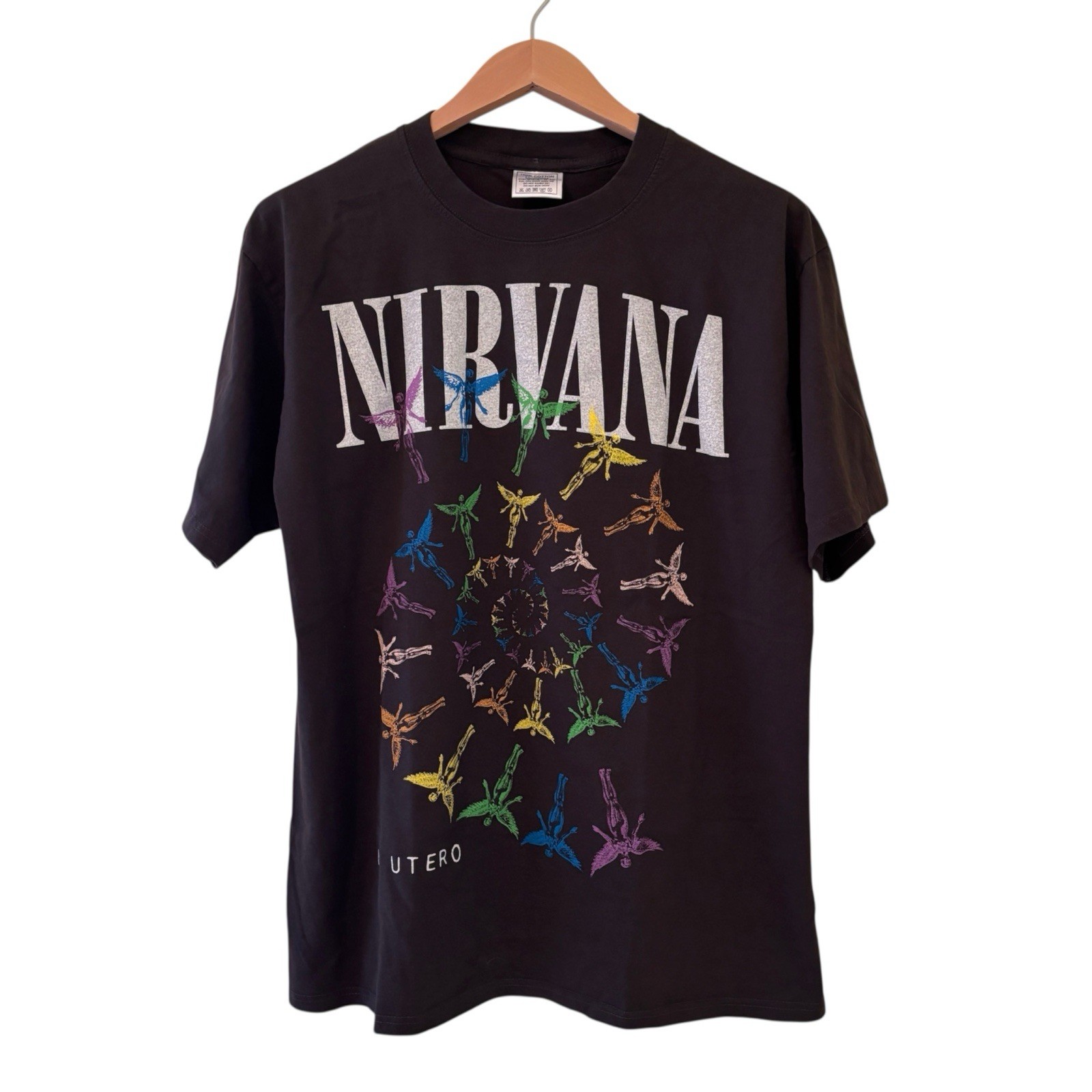 Nirvana In Utero Spiral Print Vintage REPRINT Band Tee Shirt Size XL