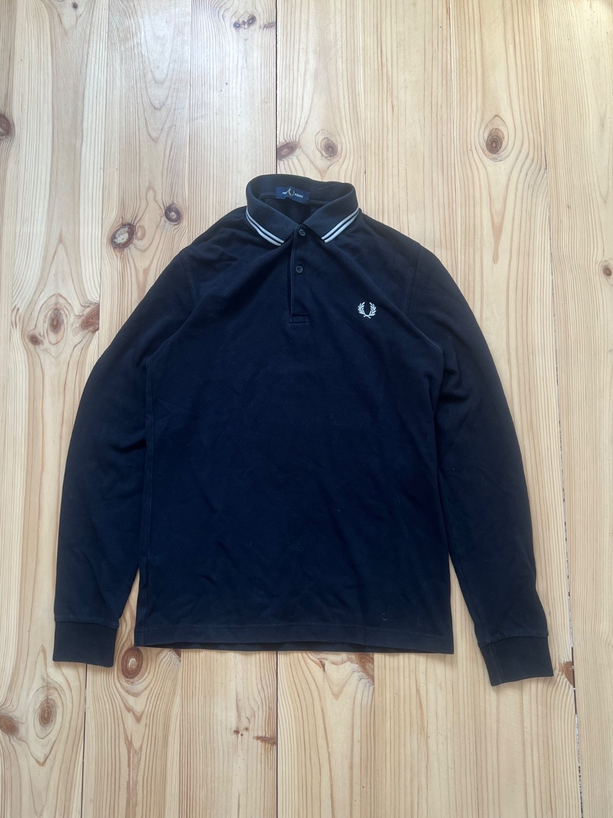 Fred Perry Henley Long Sleeve T-Shirt Buttons Men’s Size S Black 100% Cotton gallery