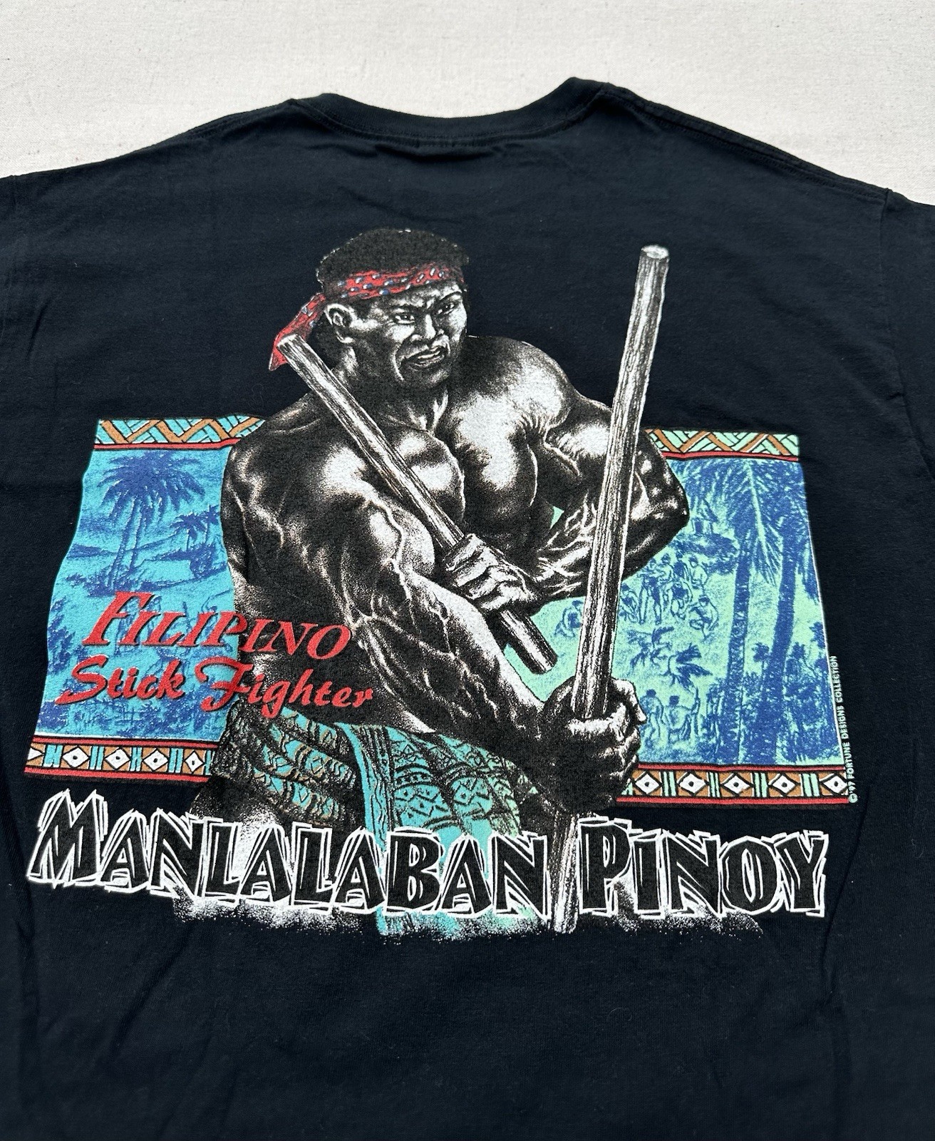 Vtg 90s Filipino Strength Warrior Street Stick Fighter Manlalaban Pinoy Shirt gallery