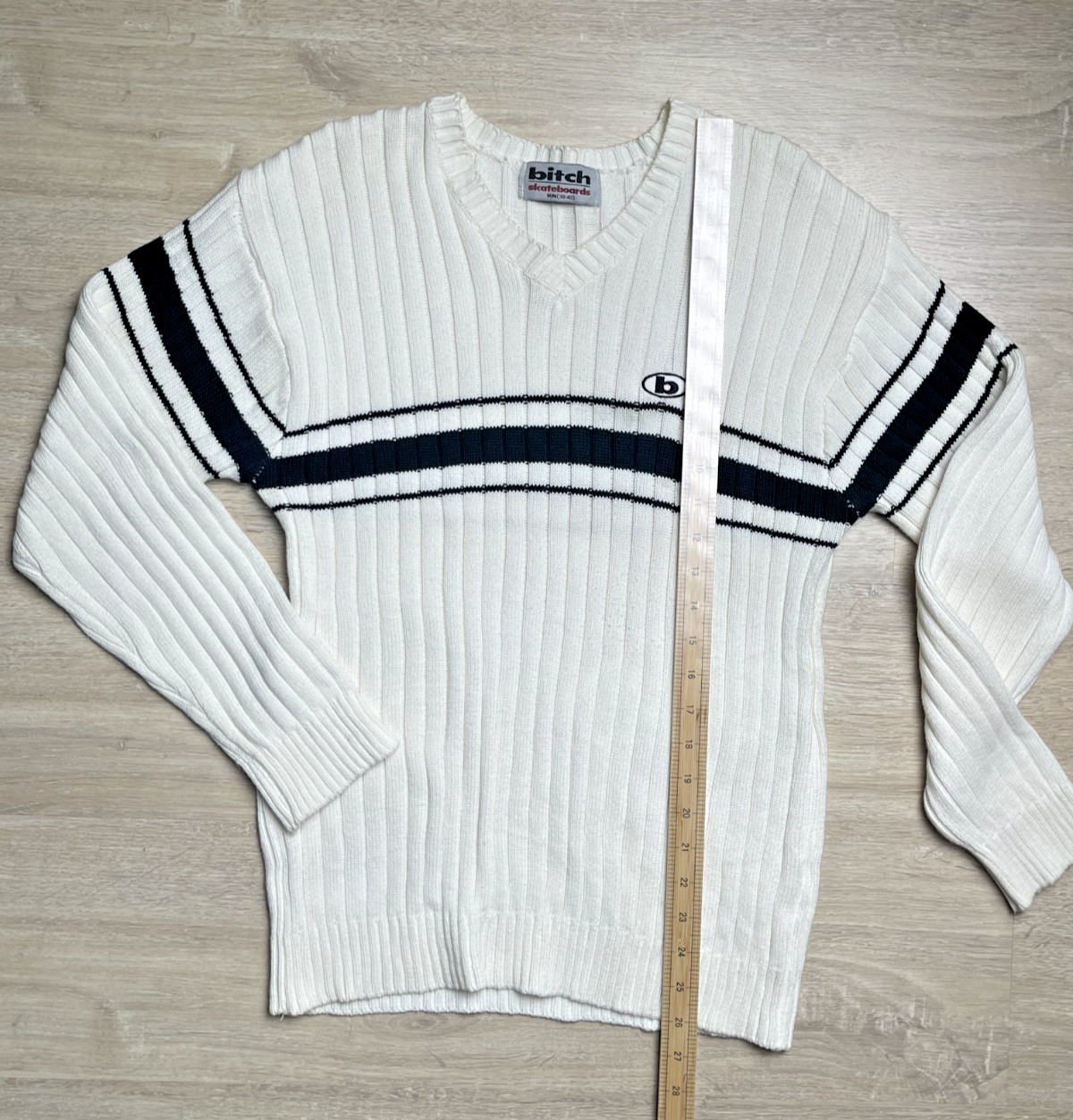 Vintage Bitch Skateboards V-neck knit sweater, Size Medium 90S gallery