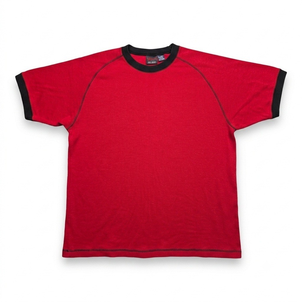 Vintage C-Two Ringer T Shirt XL Red Black Raglan Stitch Blank Ribbed Knit Y2K gallery