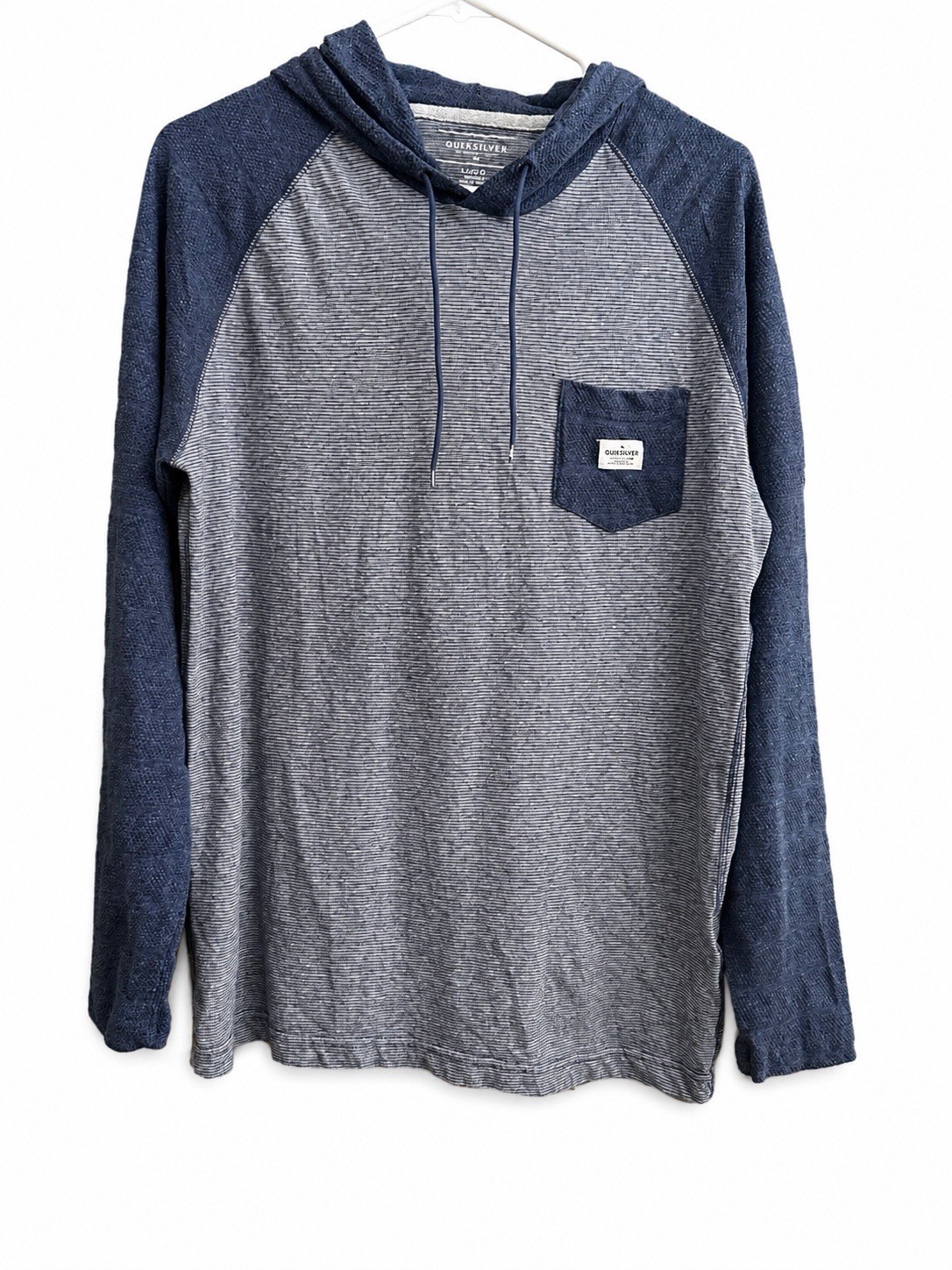 Quicksliver Michi Hoodie Mens Large Blue Heater Pullover tshirt Surf Skate gallery