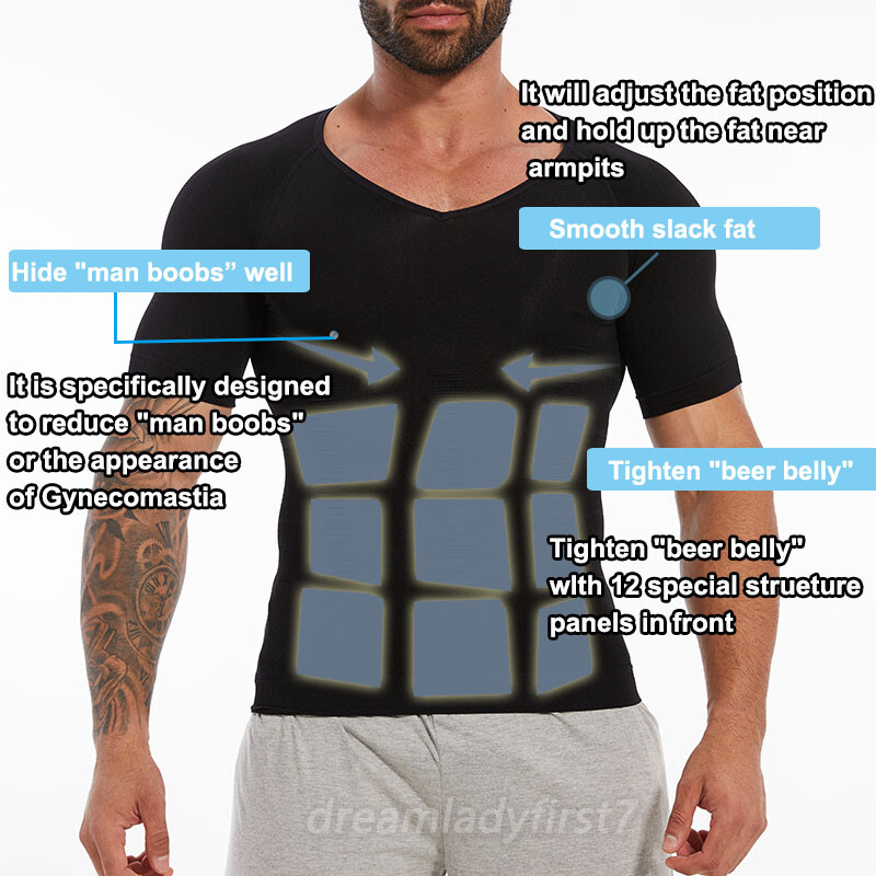 Men Slimming Body Compression Vest T-Shirt Firm Tummy Control Body Shaper Tops gallery