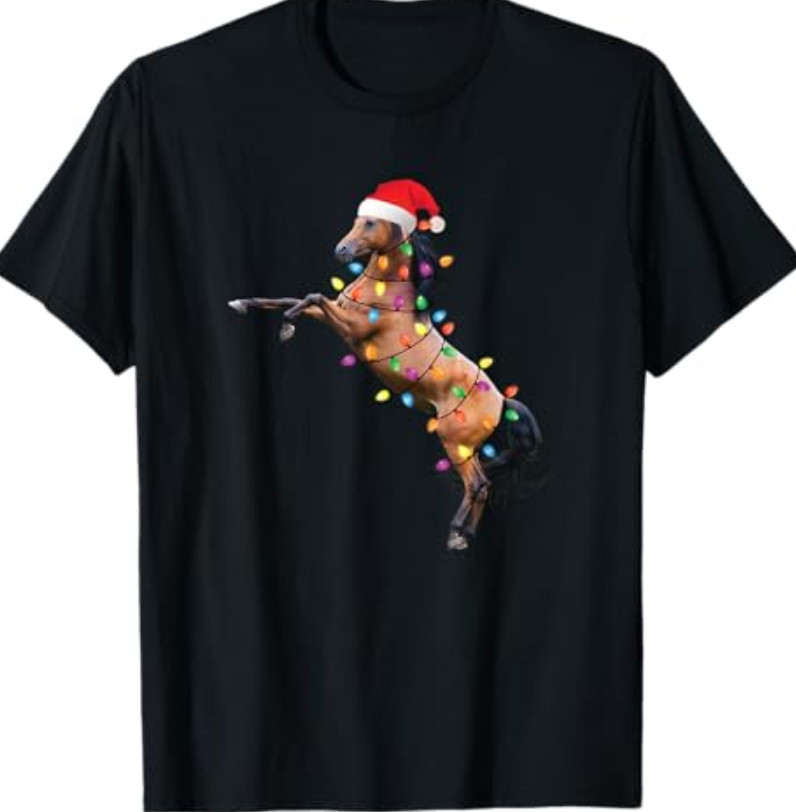 Christmas Horse full size t-shirt Black men women BR026 gallery