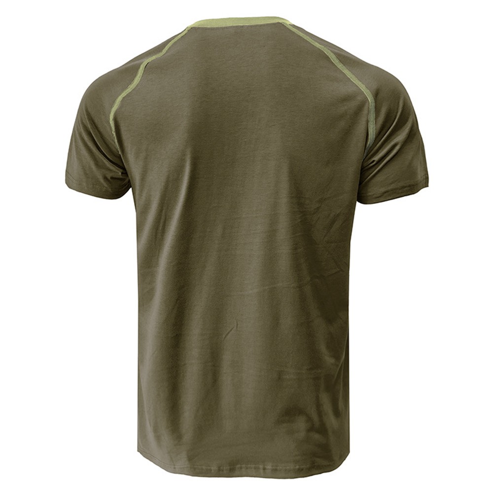 Men's Colorblock Short Sleeve Casual Blouse T-Shirt Button Collar Shirt Tops gallery