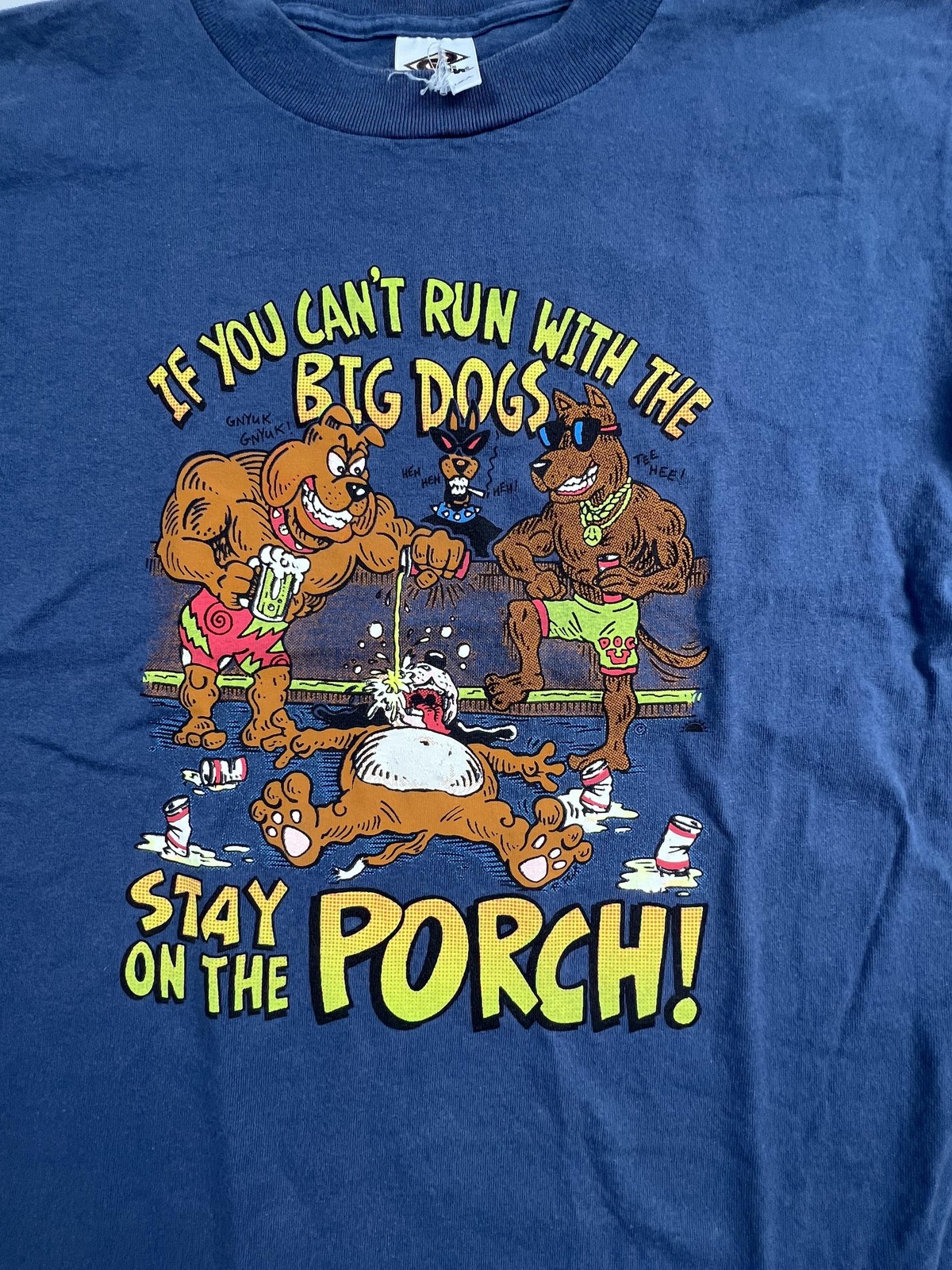 Vintage Stedman Shirt Mens Medium Blue Big Dogs Porch Graphic Tee Funny USA gallery
