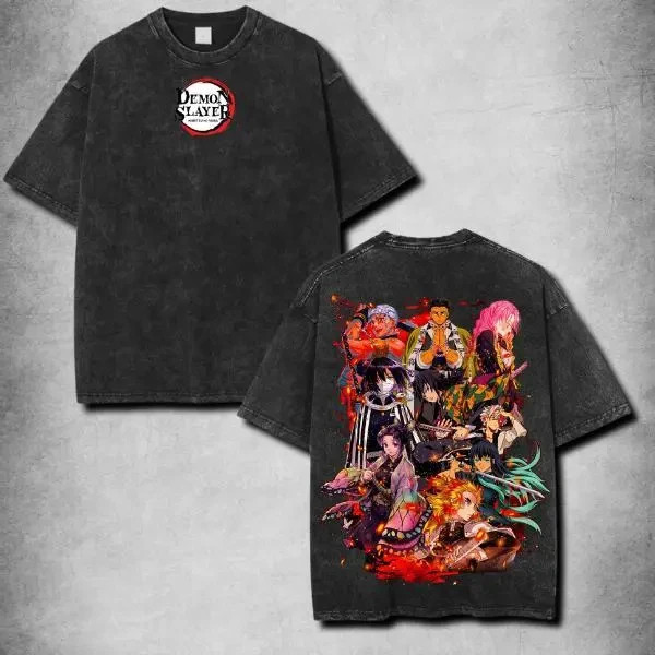 Demon Slayer Vintage T-Shirt – Double Printed Anime Graphic Tee