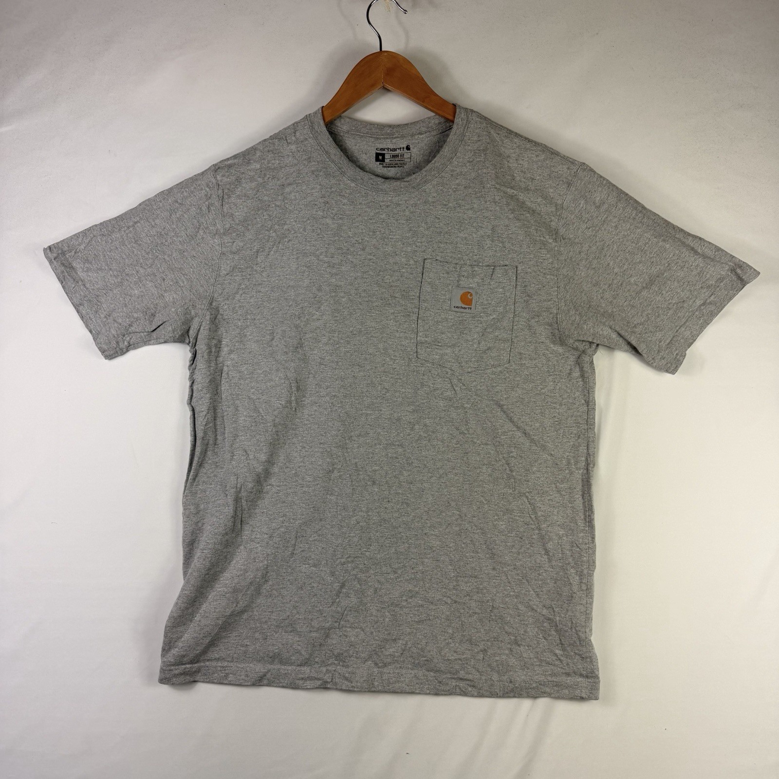 Carhartt T-Shirt Men's Medium Loose Fit Gray Short Sleeve Pocket Tee 100% Cotton gallery