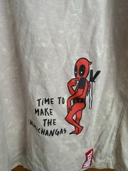Marvel Deadpool Wolverine Mens Tan T Shirt Comic Chimichangas 60/40 Cotton Poly
