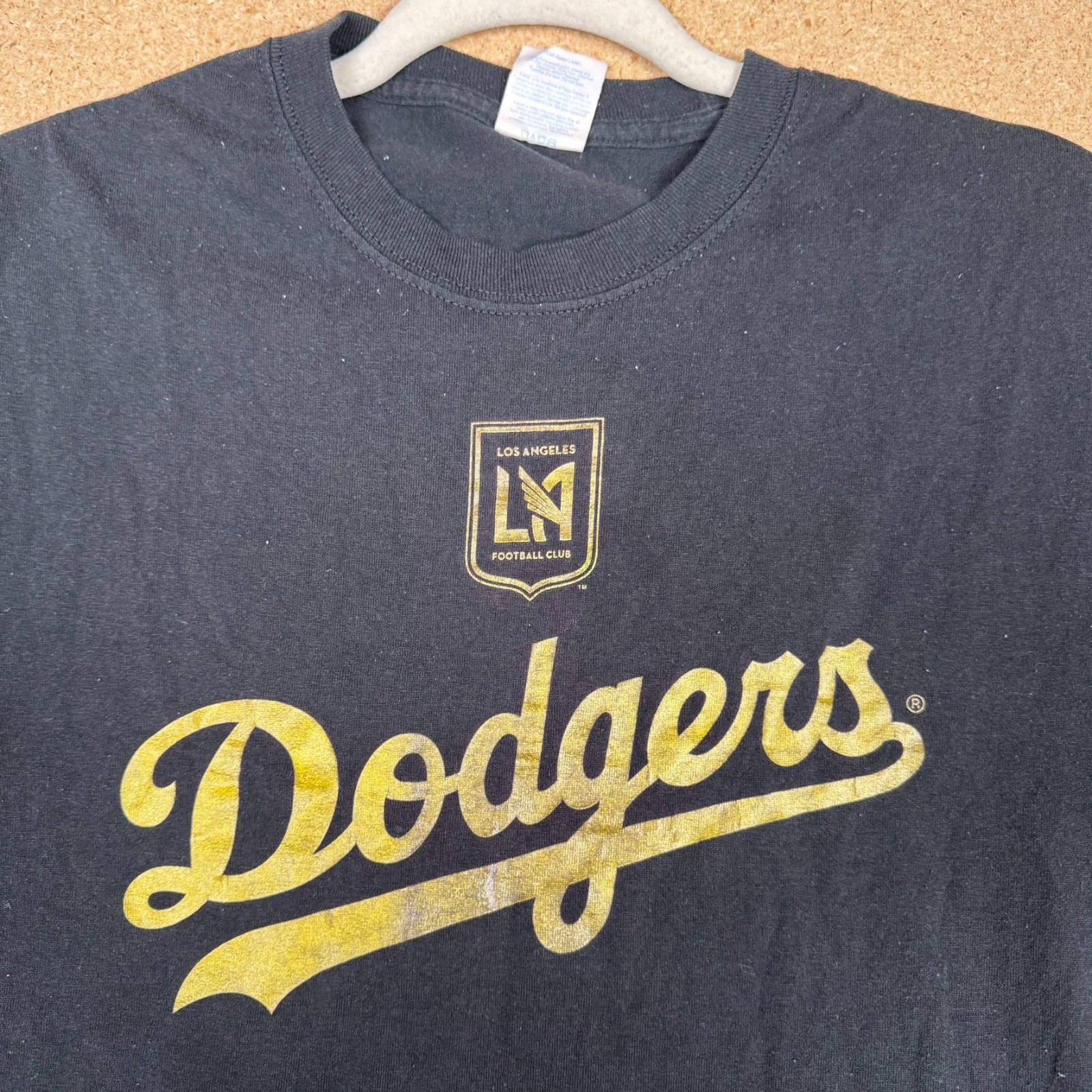 LAFC x LA Dodgers T-Shirt Adult Medium Black Gold Port & Company Core Blend gallery