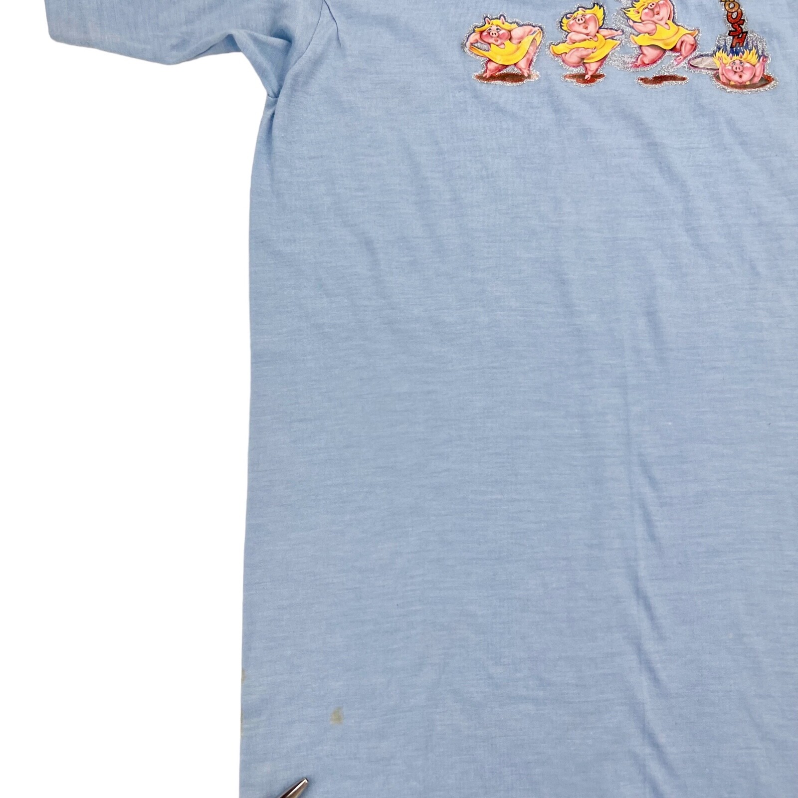 Vintage 80s Dancing Pig Piggy Shirt Sz S Single-Stitch USA Cotton Blend Funny gallery