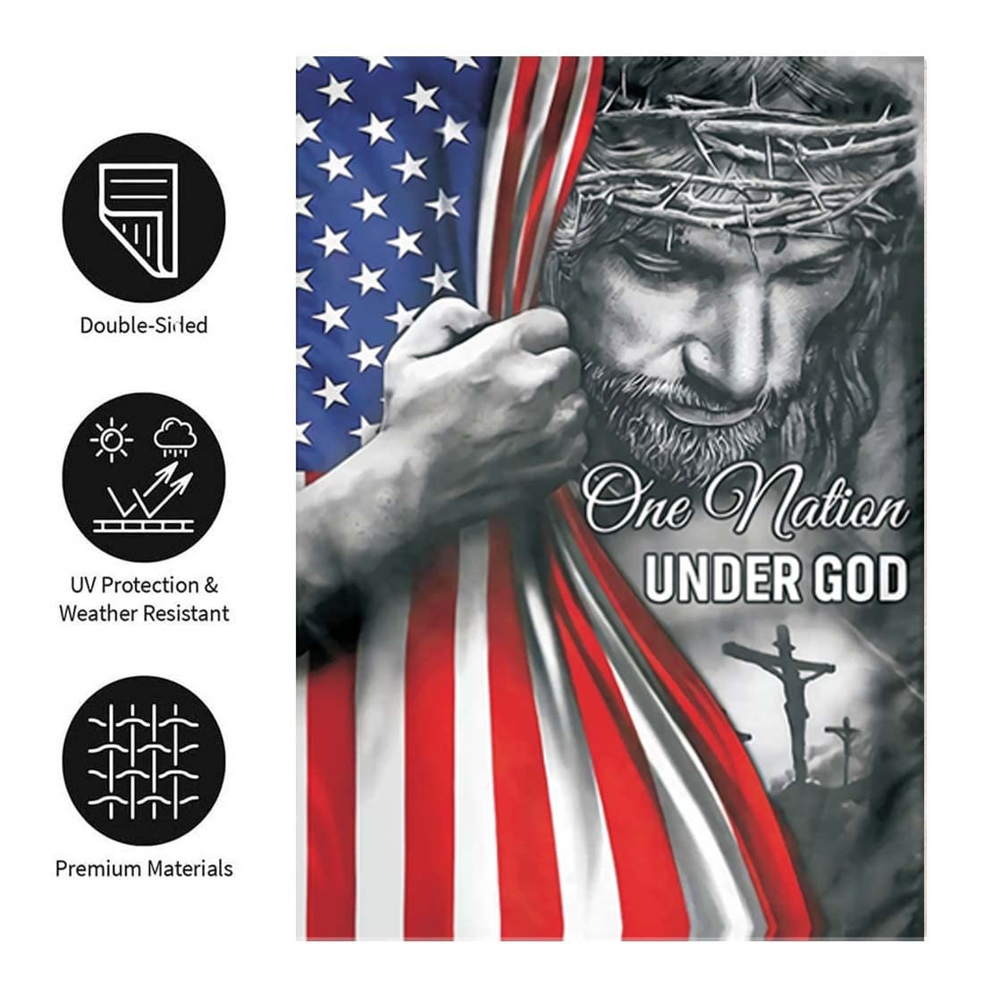 One Nation Under God Garden Flag - Christian - Jesus - USA Double Side Garden Fl gallery