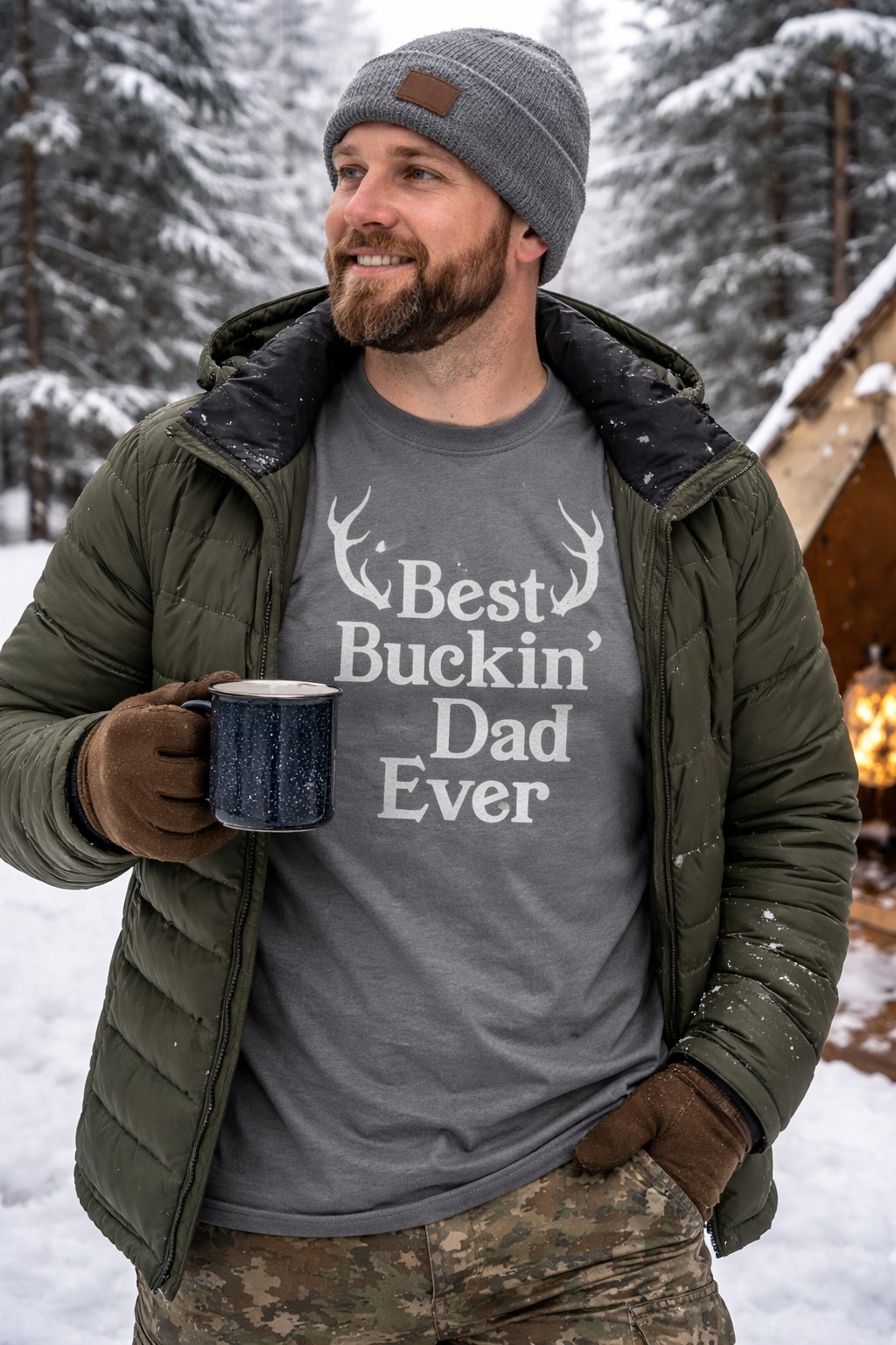 Mens Best Buckin Dad Ever Antlers T shirt Funny Fathers Day Hunting Tee for Guys gallery