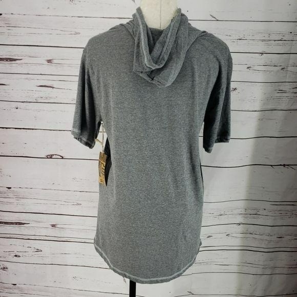 Metro One Womens Gray & Black Short-Sleeve Hoodie Tunic With Kangaroo Pocket M gallery