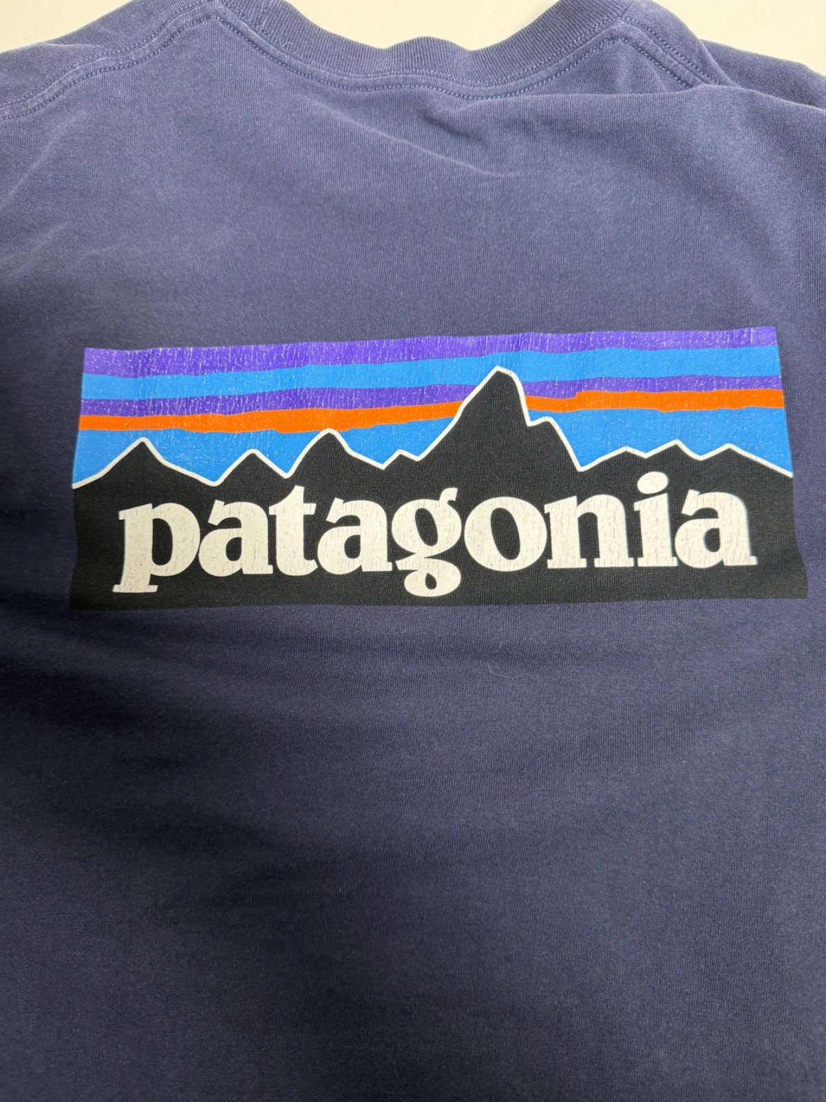 Patagonia Worn Wear Mens Long Sleeve T Shirt Blue Large Big Logo Cotton Tee gallery