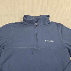 Columbia Shirt Mens Small Blue Pullover Mock Neck 1/4 Zip Long Sleeve