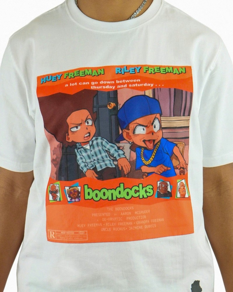 Boondocks Friday Short Sleeve Tee, Khaki Boondocks Cotton Menswear Polyester Top