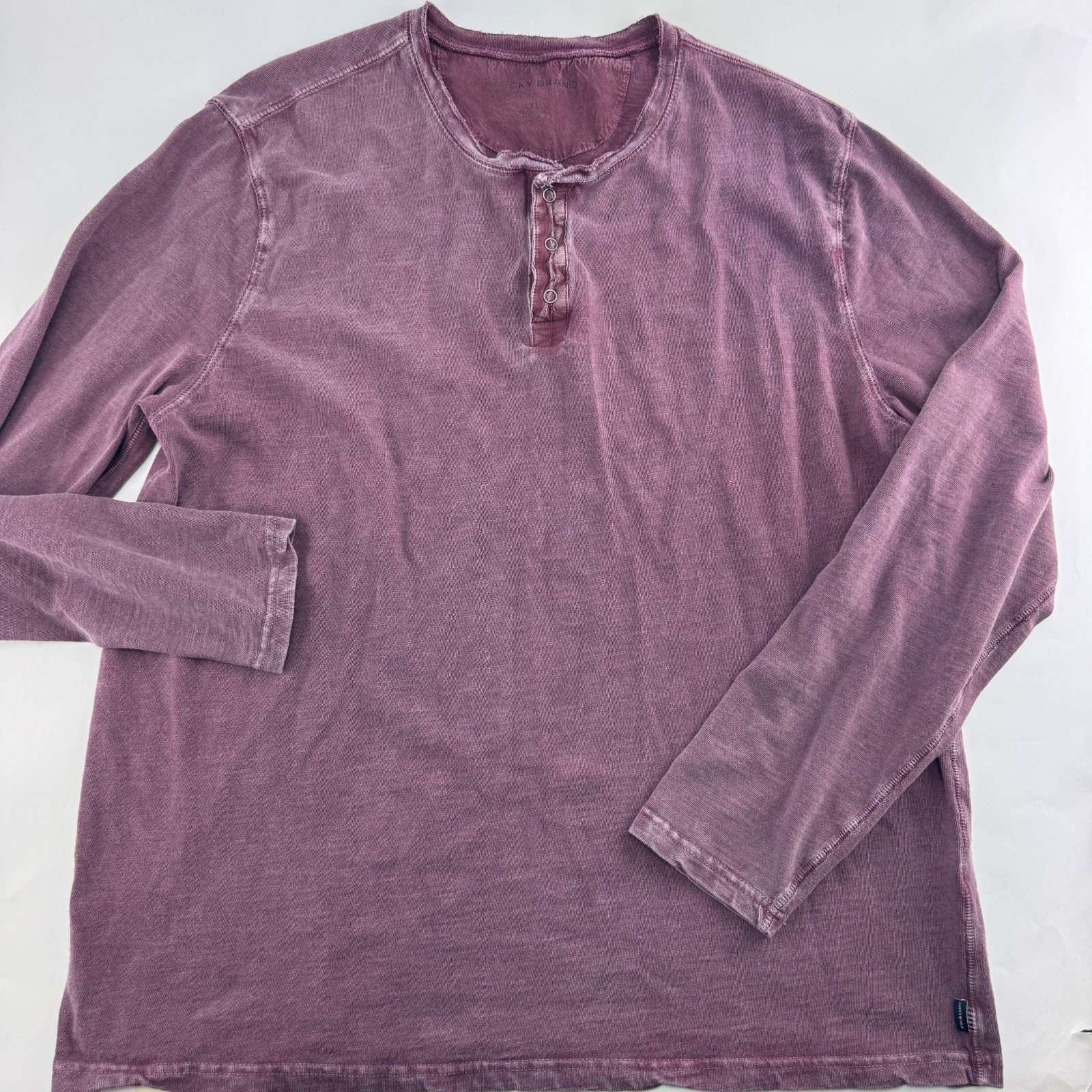 Lucky Brand Long Sleeve Henley Mens XL Light Brick Red Pullover Shirt gallery