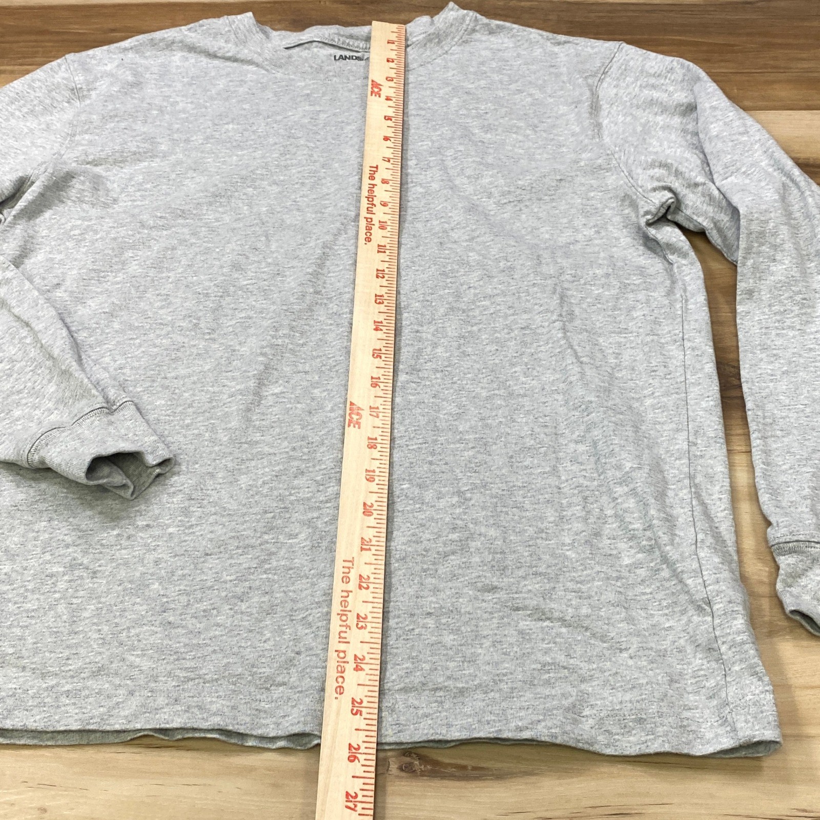 Lands' End Super-T Shirt Men Medium Tall Minimalist 100% Cotton Gray Long Sleeve gallery