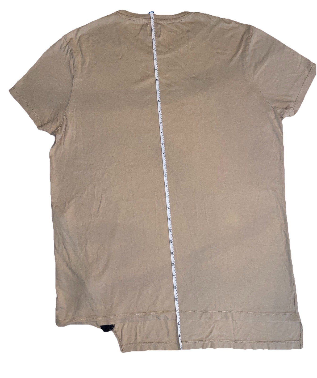 ASOS Men's Beige Solid Crew Neck Short Sleeve T-Shirt w/ Zipper Accent L gallery