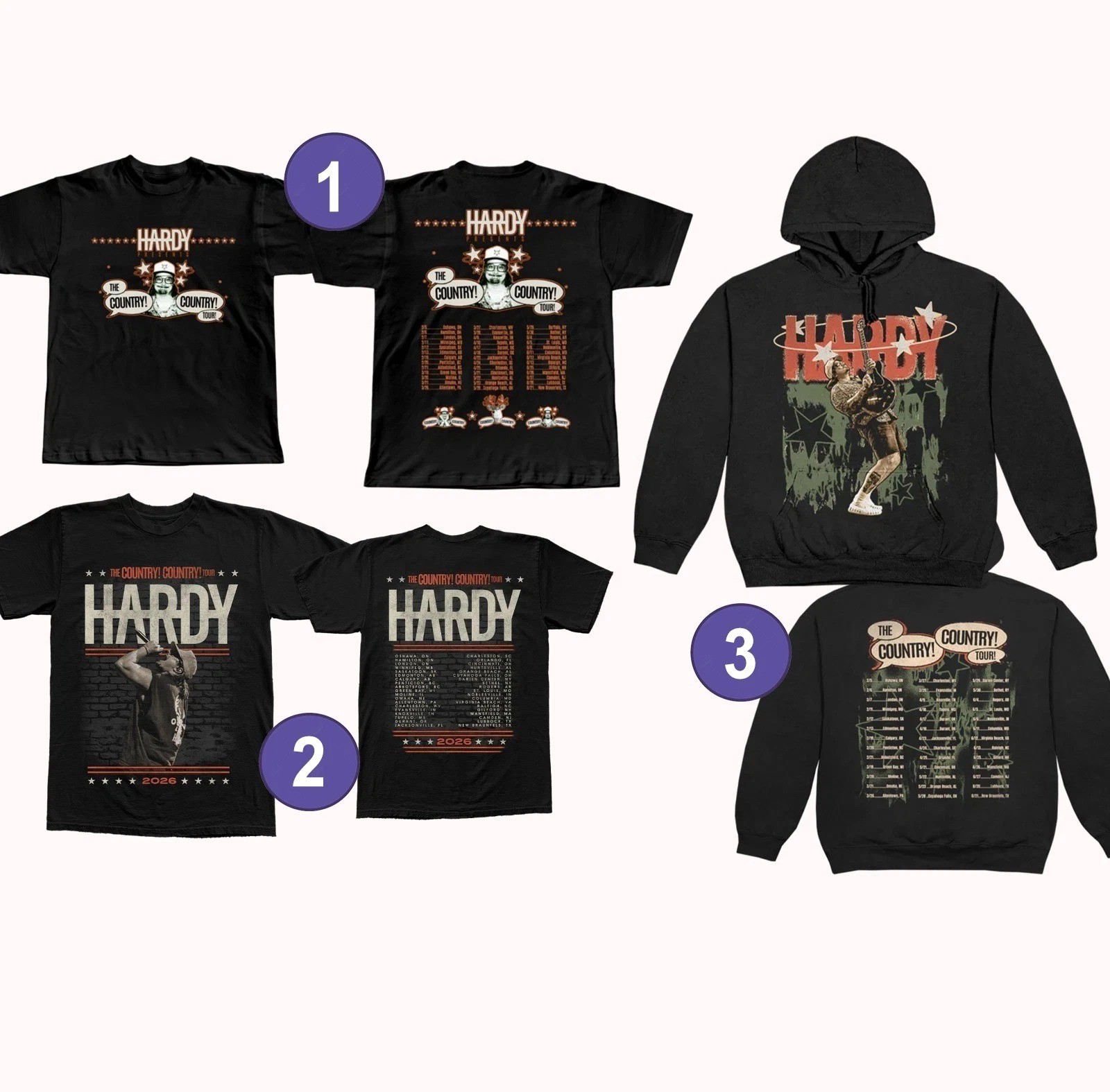 SALE! Hardy Country Country Tour 2026 T-Shirt OR Hoodie Reprint