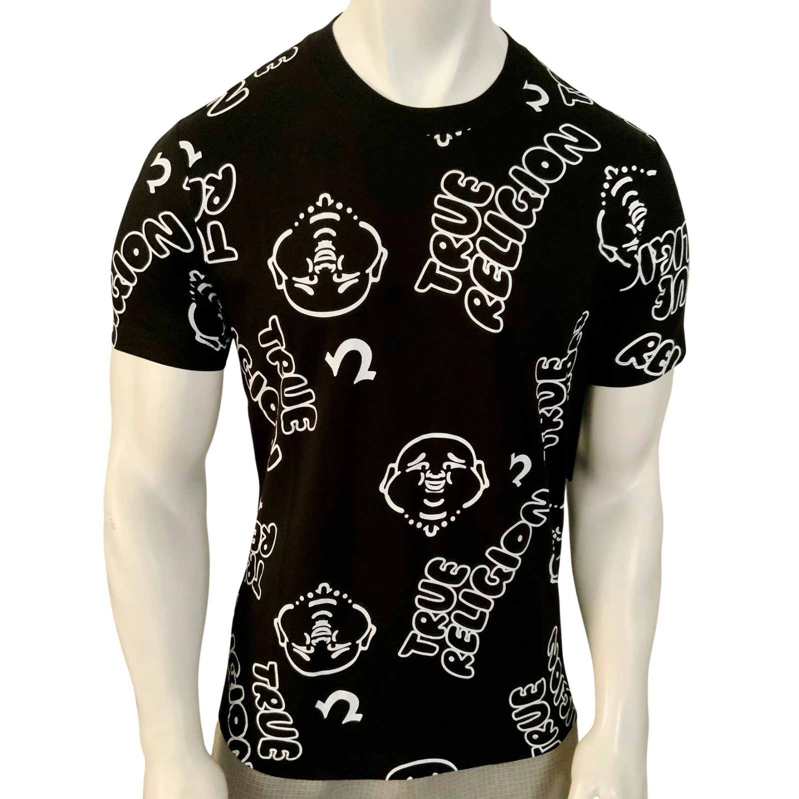 NWT TRUE RELIGION MSRP $59.99 MENS BLACK CREW NECK SHORT SLEEVE T-SHIRT SIZE S M