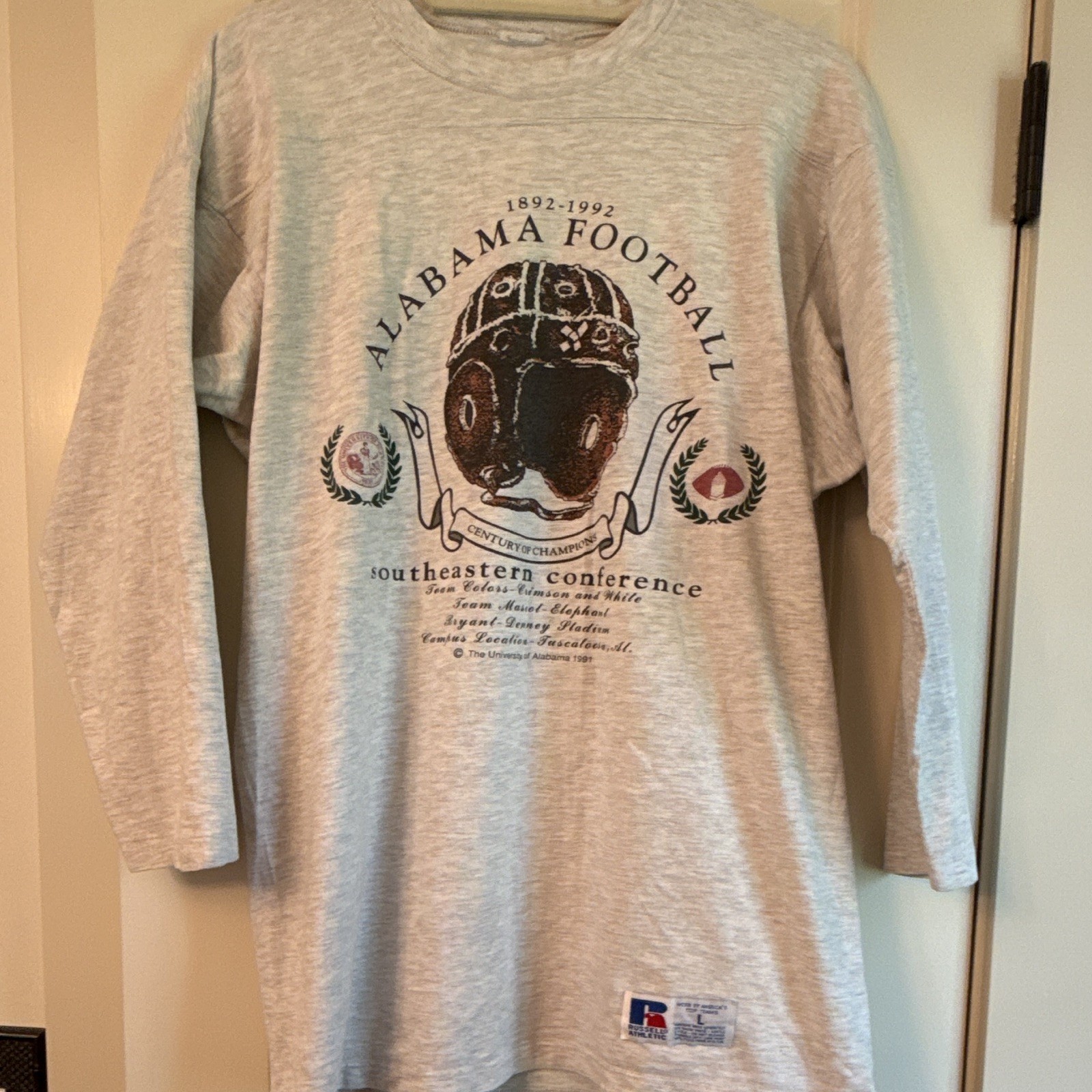 Vintage Russell Athletic Alabama Football SEC Graphic Long Sleeve Tee Gray L gallery
