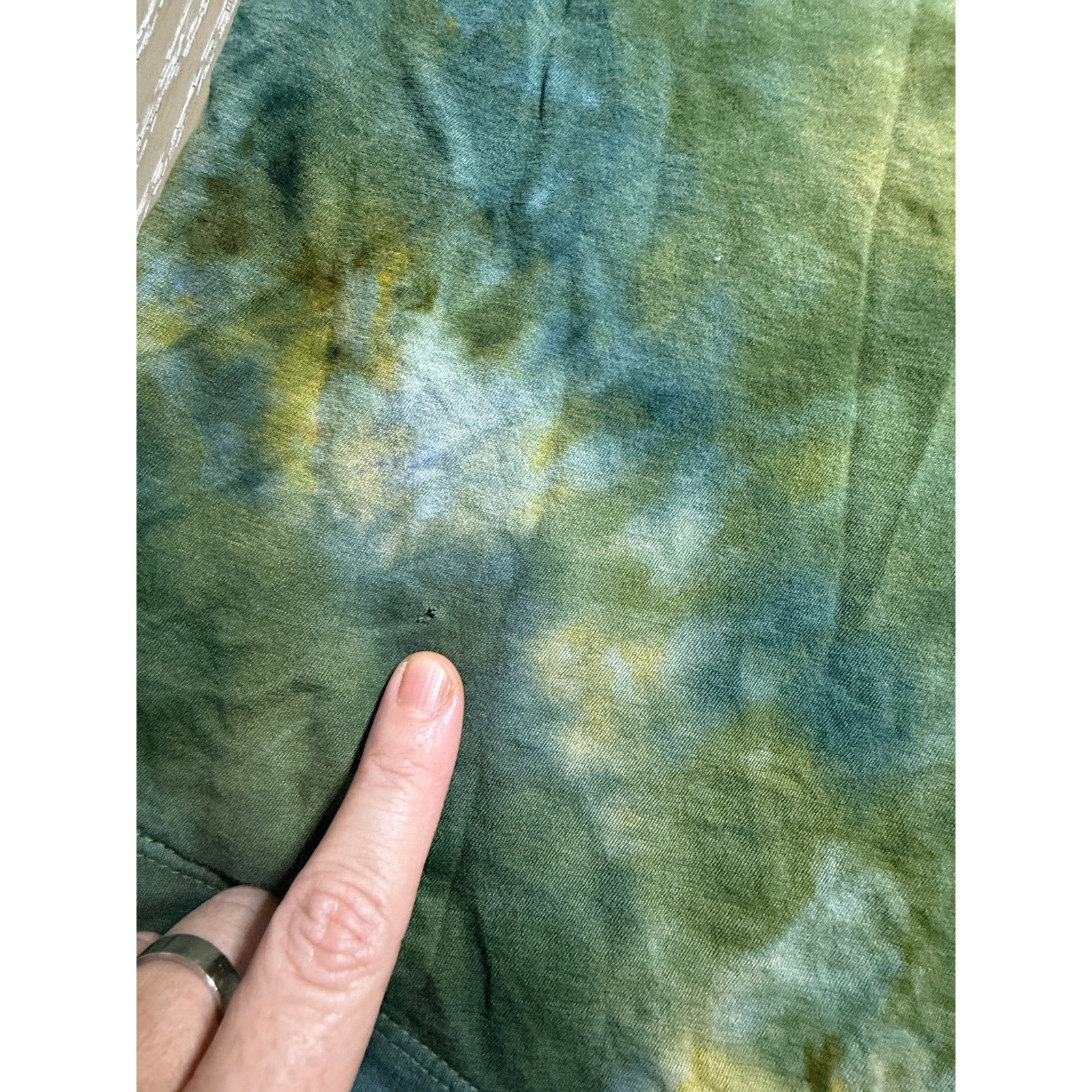 James Perse Relaxed V-Neck Tie Dye Tee Green Earth Tone Size 2 Custom OOAK gallery