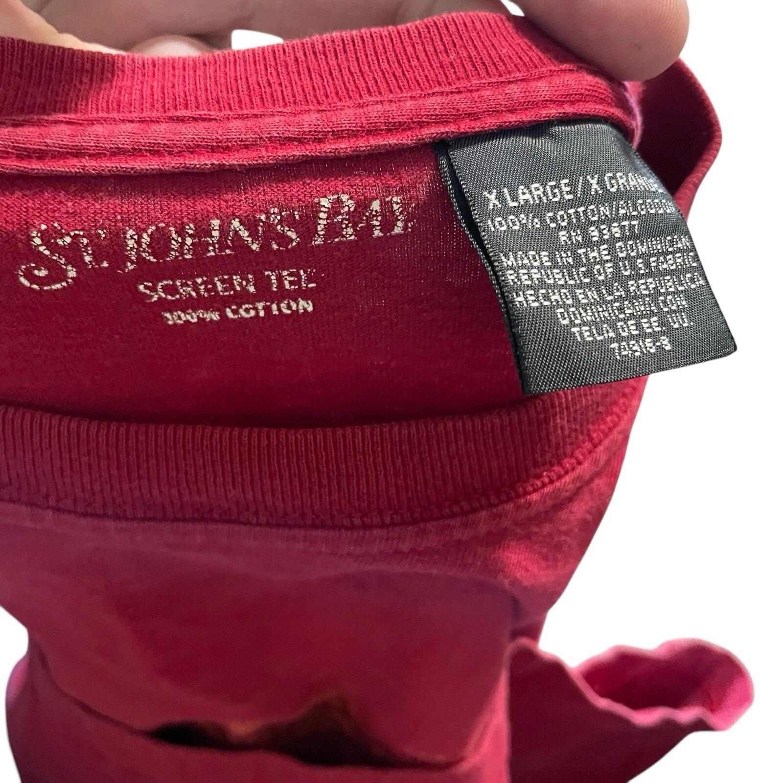 St Johns Bay T-Shirt Screen Tee Men XL Red 100% Cotton Malibu Soul Surf gallery
