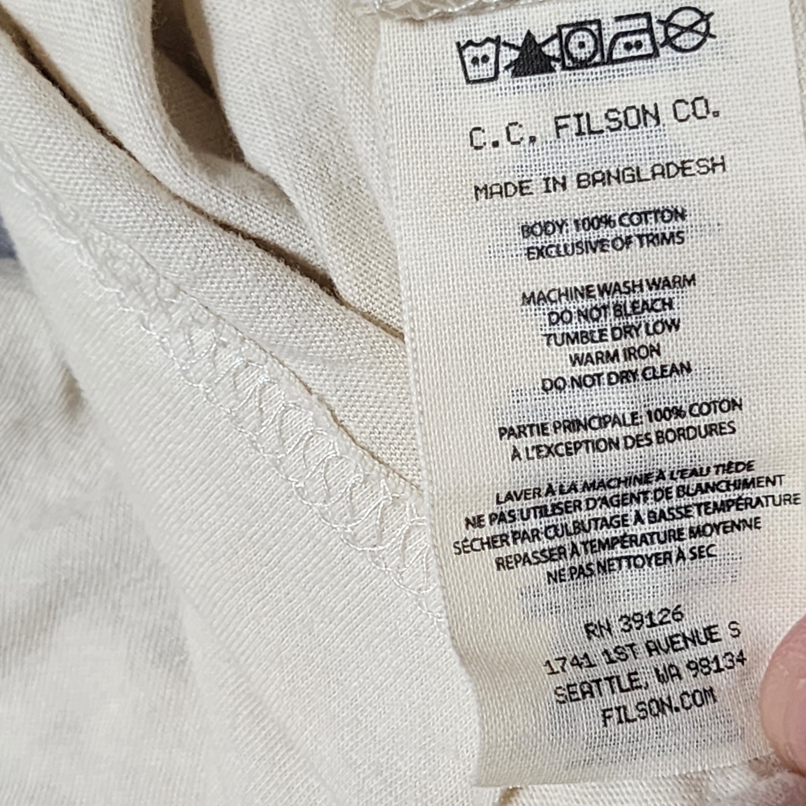 CC Filson T Shirt Men's XL Off White Cotton Cod Fish Nature Outdoor Double Sided gallery