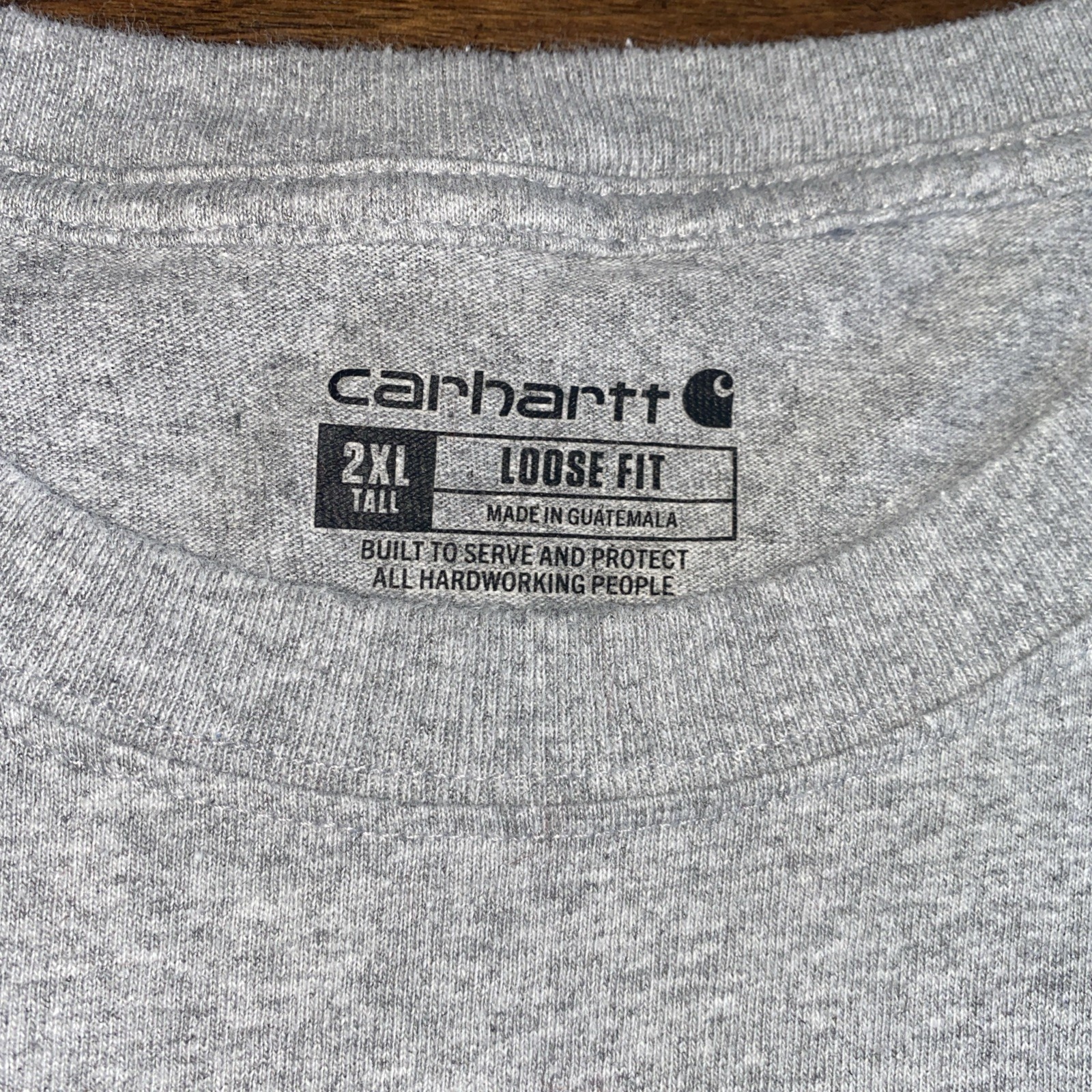 CARHARTT Shirt Mens 2XL XXL Gray Gold WORK WEAR Long Sleeve Pocket Tee Dog EUC gallery