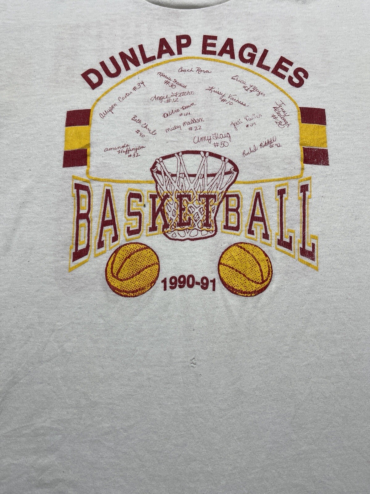 Vintage 1990-91 Dunlap Eagles IL 18-0 HS unbeaten Basketball Team Girls M Shirt gallery