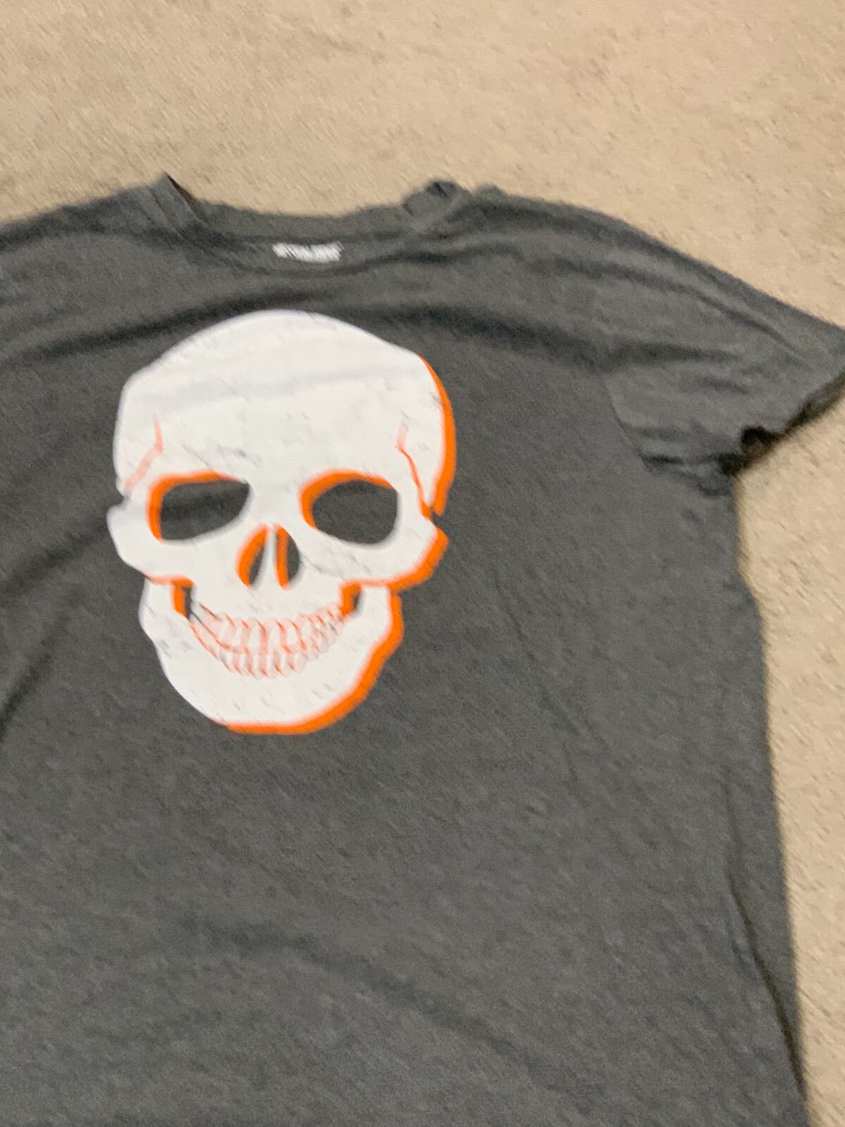 Mission Ridge Skull T Shirt Men's Size Large Gray White Orange Graphic Halloween gallery