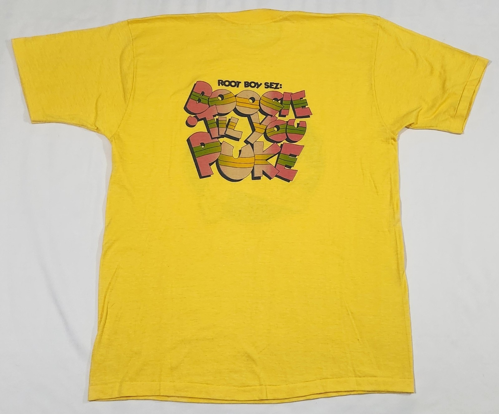 True Vintage 70 80s Root Boy Slim Sex Change Band T Shirt Yellow See Measurement gallery